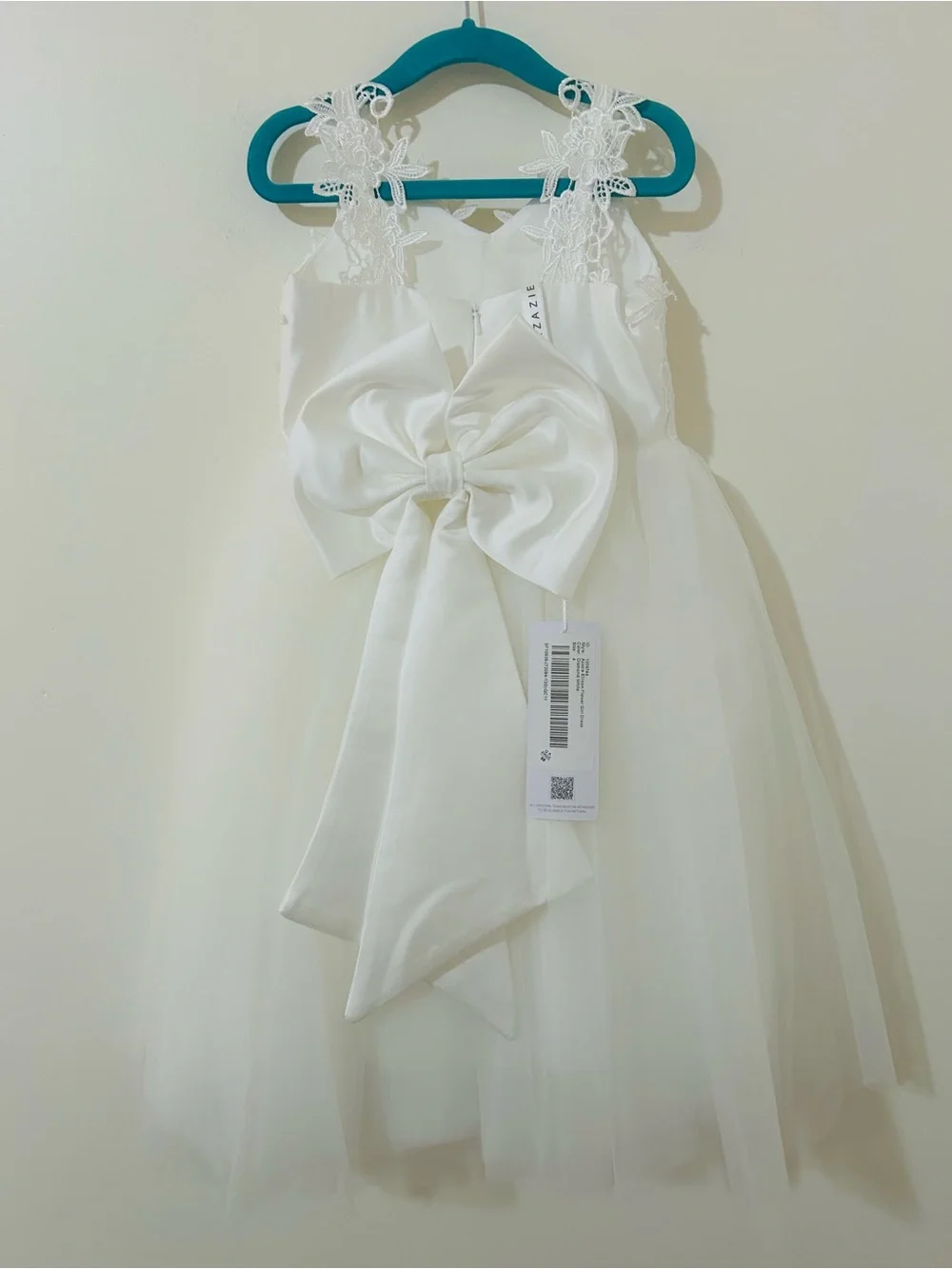 Azazie Ellison NWT Diamond White Lace Tulle Flower Girl Dress Size 4